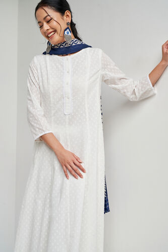 White Embroidered Regular Length Suit, White, image 1
